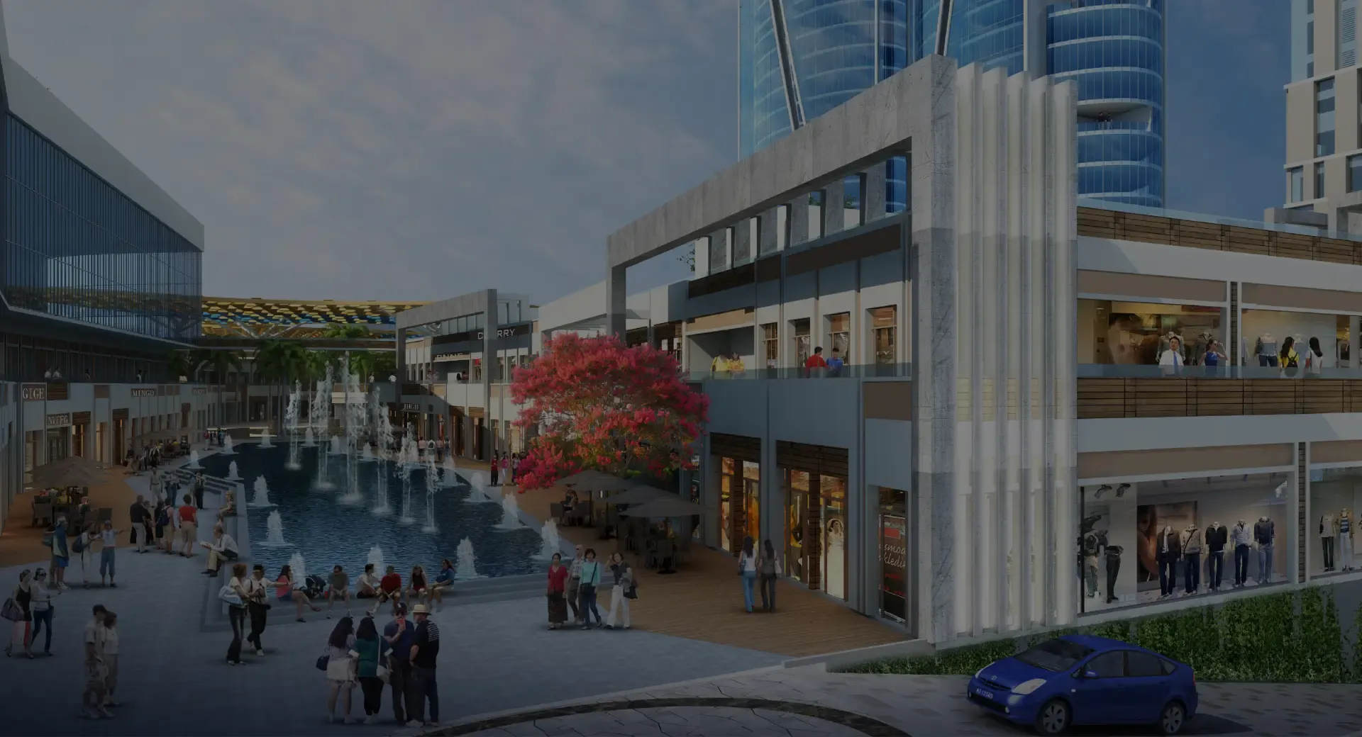 Grandthum Bustling Retail Plaza with Fountain
