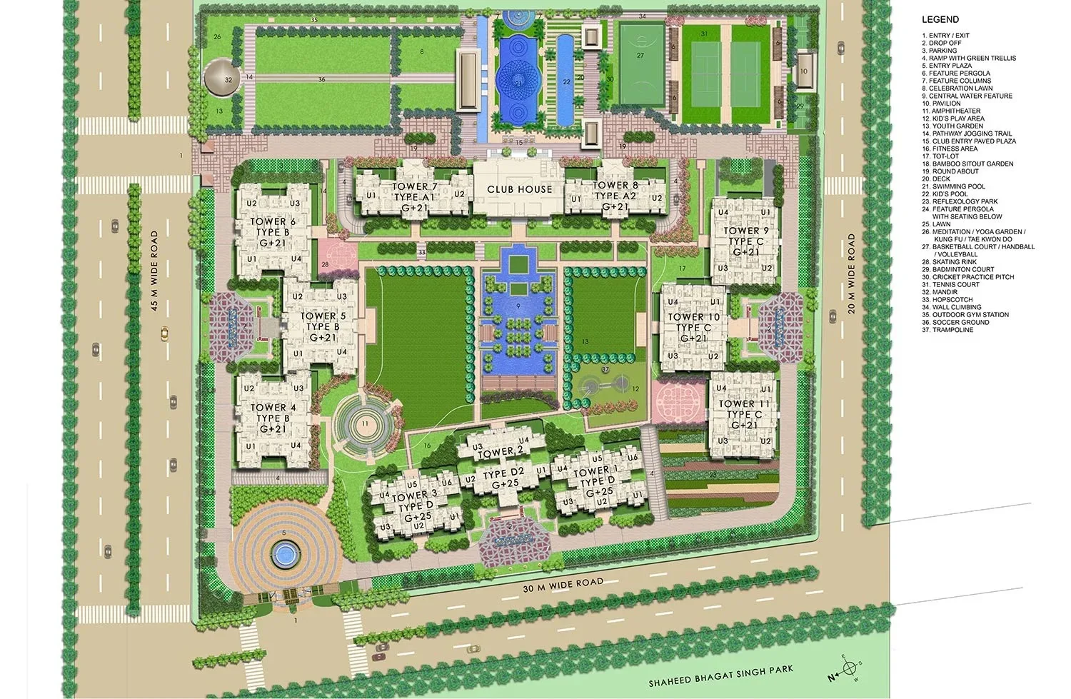 ACE Arte amenities layout in Sector 150 Noida
